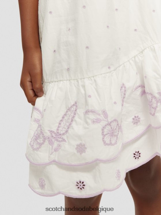 vêtements Scotch & Soda robe midi en broderie anglaise- Scotch and Soda Namur blanc cassé 6BZRBF733