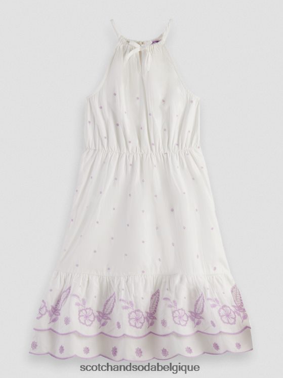 vêtements Scotch & Soda robe midi en broderie anglaise- Scotch and Soda Namur blanc cassé 6BZRBF733