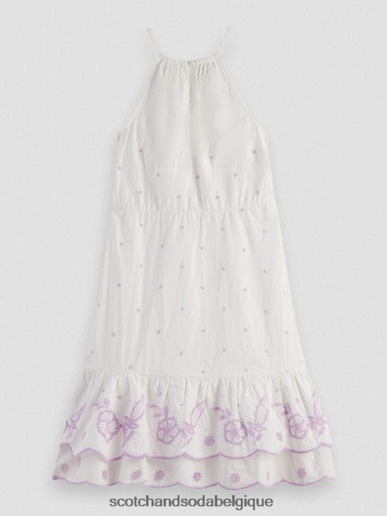vêtements Scotch & Soda robe midi en broderie anglaise- Scotch and Soda Namur blanc cassé 6BZRBF733