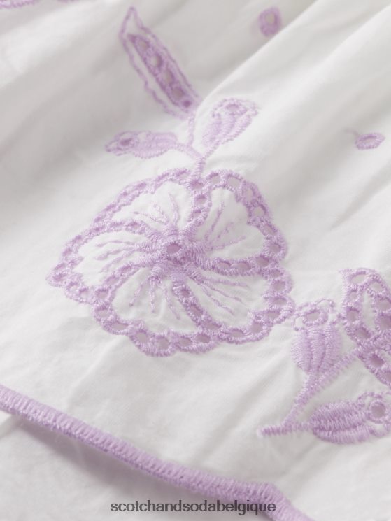 vêtements Scotch & Soda robe midi en broderie anglaise- Scotch and Soda Namur blanc cassé 6BZRBF733