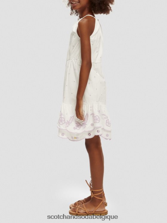 vêtements Scotch & Soda robe midi en broderie anglaise- Scotch and Soda Namur blanc cassé 6BZRBF733