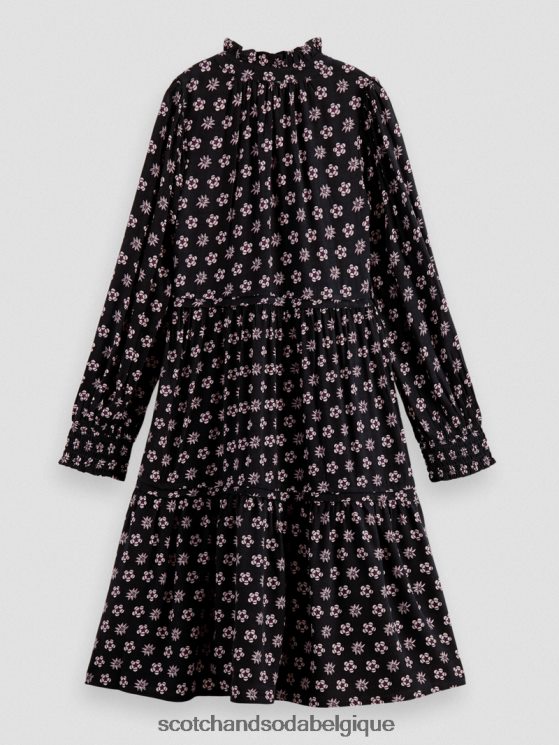 vêtements Scotch & Soda robe midi imprimée à manches longues- Scotch and Soda femme fleur patchwork de nuit 6BZRBF725