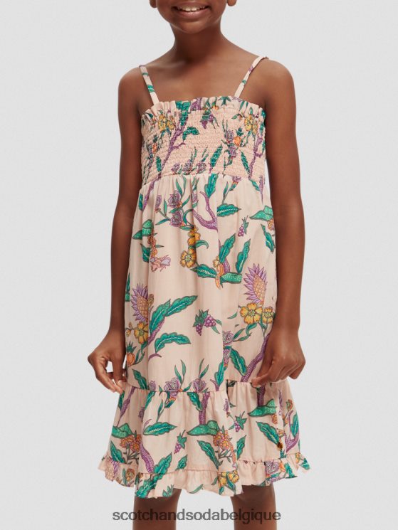 vêtements Scotch & Soda robe midi imprimée à smocks- Scotch and Soda Belgique jardin fleuri 6BZRBF731