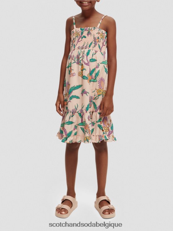 vêtements Scotch & Soda robe midi imprimée à smocks- Scotch and Soda Belgique jardin fleuri 6BZRBF731
