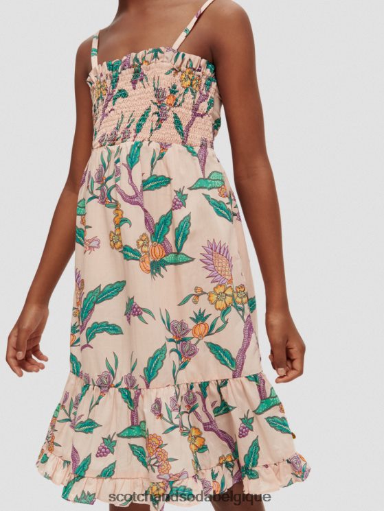 vêtements Scotch & Soda robe midi imprimée à smocks- Scotch and Soda Belgique jardin fleuri 6BZRBF731
