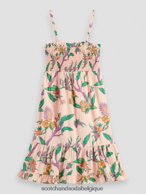 vêtements Scotch & Soda robe midi imprimée à smocks- Scotch and Soda Belgique jardin fleuri 6BZRBF731