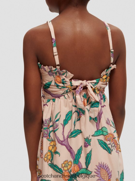 vêtements Scotch & Soda robe midi imprimée à smocks- Scotch and Soda Belgique jardin fleuri 6BZRBF731