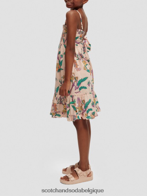 vêtements Scotch & Soda robe midi imprimée à smocks- Scotch and Soda Belgique jardin fleuri 6BZRBF731
