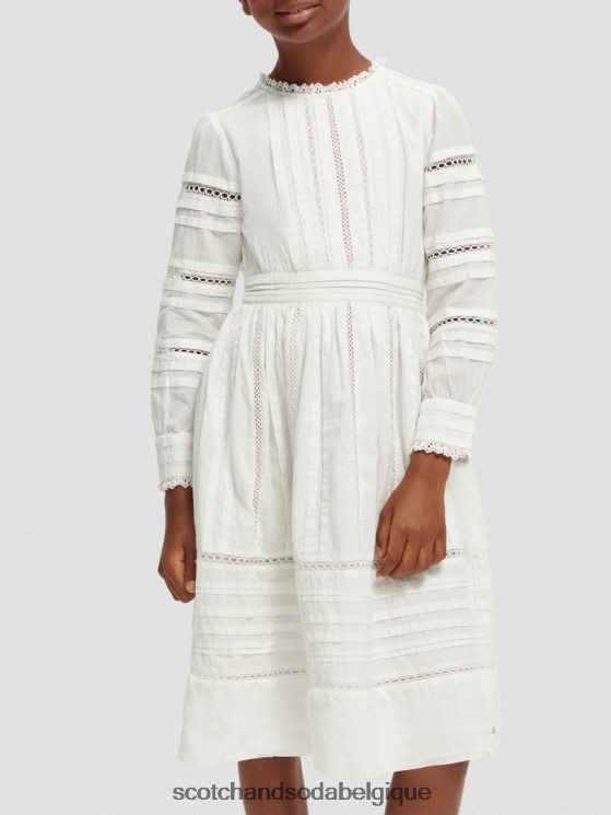 vêtements Scotch & Soda robe midi à manches longues en coton biologique- Scotch and Soda shop online blanc cassé 6BZRBF728