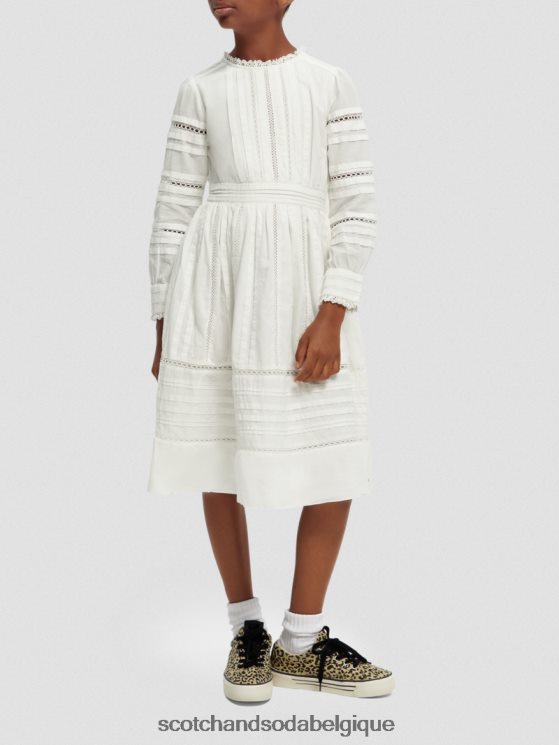 vêtements Scotch & Soda robe midi à manches longues en coton biologique- Scotch and Soda shop online blanc cassé 6BZRBF728