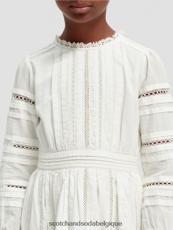 vêtements Scotch & Soda robe midi à manches longues en coton biologique- Scotch and Soda shop online blanc cassé 6BZRBF728