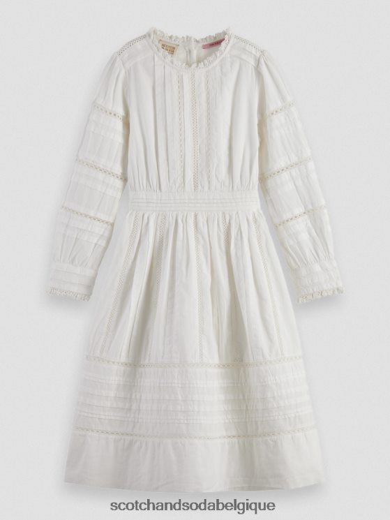 vêtements Scotch & Soda robe midi à manches longues en coton biologique- Scotch and Soda shop online blanc cassé 6BZRBF728