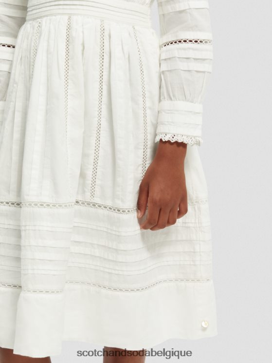 vêtements Scotch & Soda robe midi à manches longues en coton biologique- Scotch and Soda shop online blanc cassé 6BZRBF728