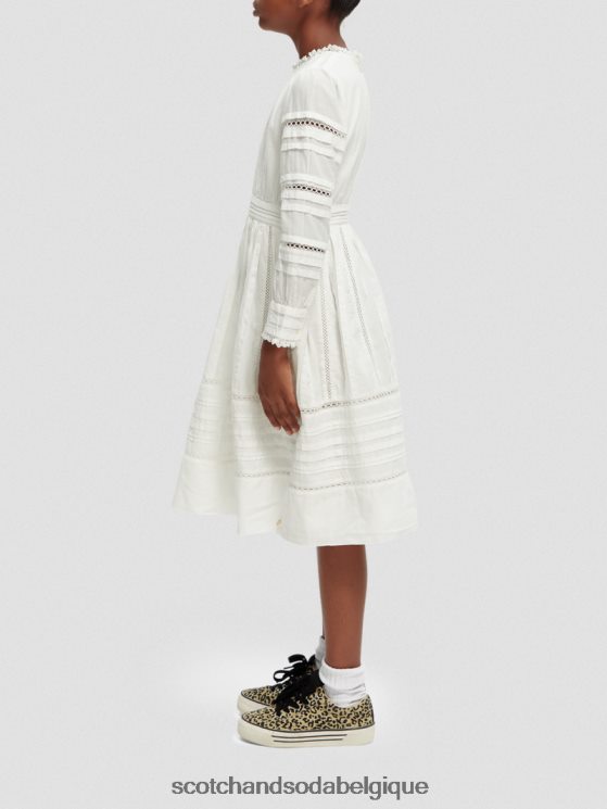 vêtements Scotch & Soda robe midi à manches longues en coton biologique- Scotch and Soda shop online blanc cassé 6BZRBF728