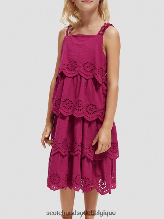 vêtements Scotch & Soda robe midi à volants en broderie anglaise- Scotch and Soda Bruxelles dahlia 6BZRBF732
