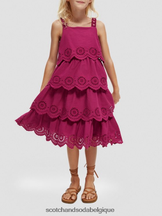 vêtements Scotch & Soda robe midi à volants en broderie anglaise- Scotch and Soda Bruxelles dahlia 6BZRBF732