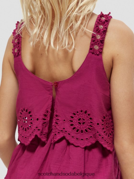vêtements Scotch & Soda robe midi à volants en broderie anglaise- Scotch and Soda Bruxelles dahlia 6BZRBF732