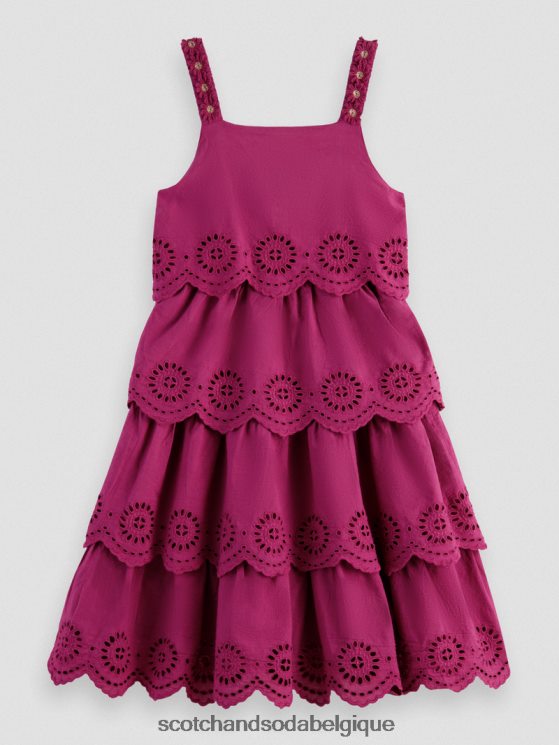 vêtements Scotch & Soda robe midi à volants en broderie anglaise- Scotch and Soda Bruxelles dahlia 6BZRBF732