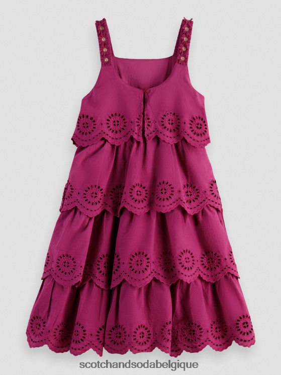 vêtements Scotch & Soda robe midi à volants en broderie anglaise- Scotch and Soda Bruxelles dahlia 6BZRBF732