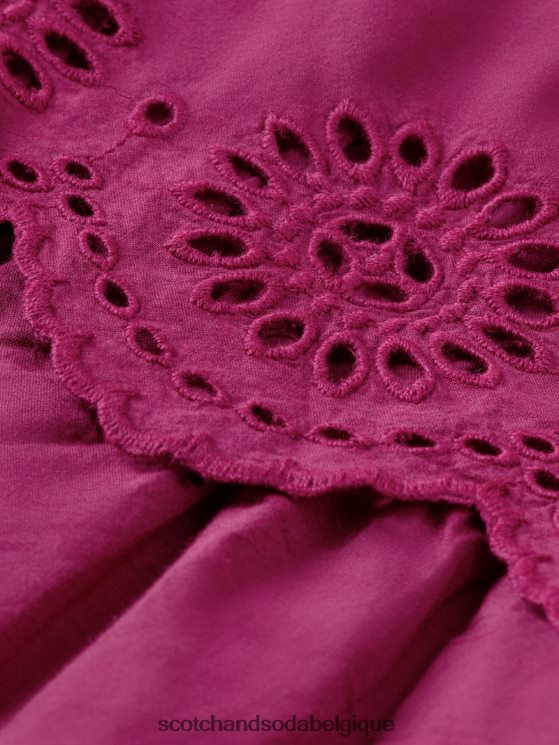 vêtements Scotch & Soda robe midi à volants en broderie anglaise- Scotch and Soda Bruxelles dahlia 6BZRBF732