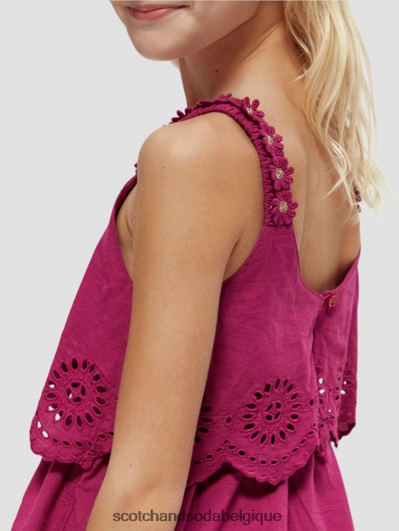 vêtements Scotch & Soda robe midi à volants en broderie anglaise- Scotch and Soda Bruxelles dahlia 6BZRBF732