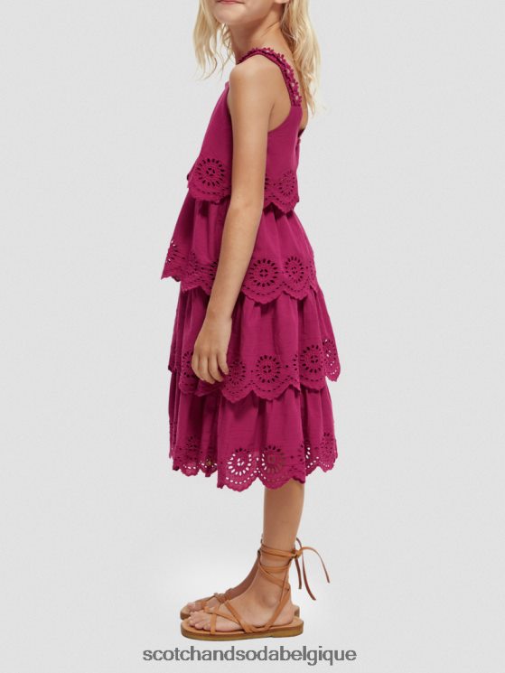 vêtements Scotch & Soda robe midi à volants en broderie anglaise- Scotch and Soda Bruxelles dahlia 6BZRBF732