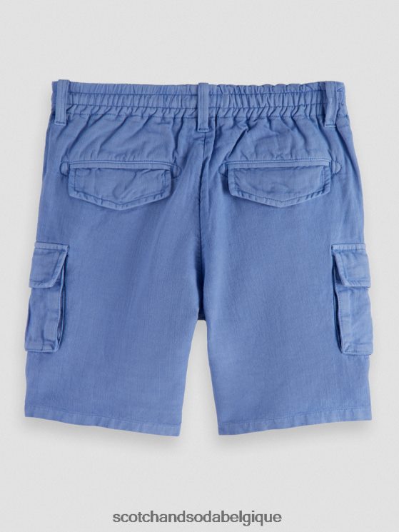 vêtements Scotch & Soda short cargo en lin mélangé teint en pièce- Scotch and Soda Namur bleuet 6BZRBF805