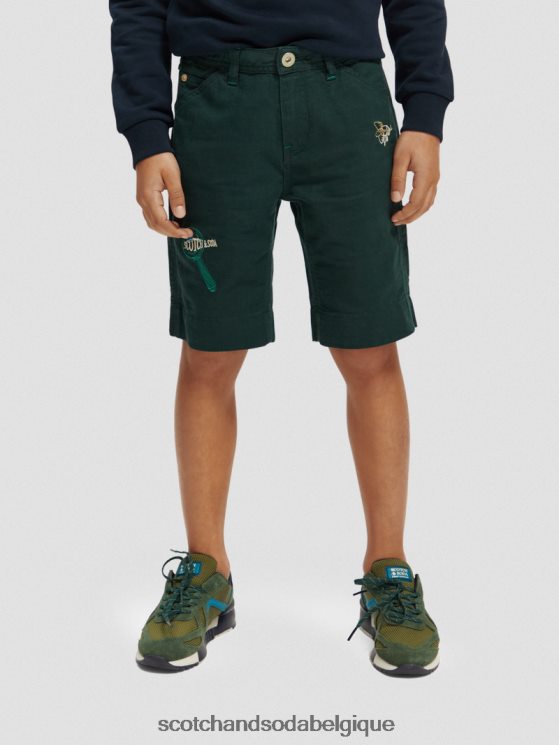 vêtements Scotch & Soda short en lin mélangé à broderies artistiques- Scotch and Soda Liﾨﾨge forêt 6BZRBF807