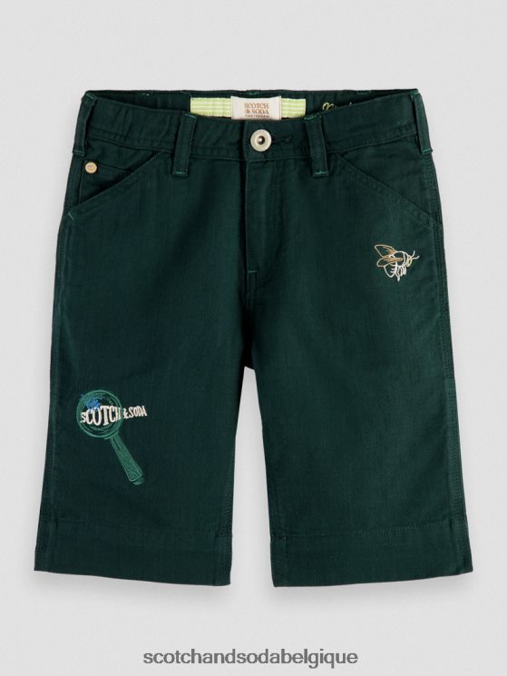 vêtements Scotch & Soda short en lin mélangé à broderies artistiques- Scotch and Soda Liﾨﾨge forêt 6BZRBF807