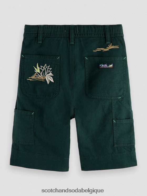 vêtements Scotch & Soda short en lin mélangé à broderies artistiques- Scotch and Soda Liﾨﾨge forêt 6BZRBF807