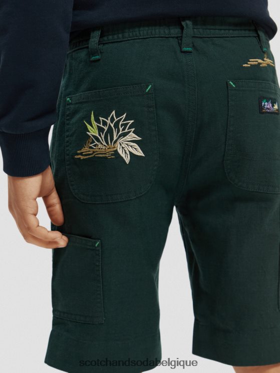 vêtements Scotch & Soda short en lin mélangé à broderies artistiques- Scotch and Soda Liﾨﾨge forêt 6BZRBF807