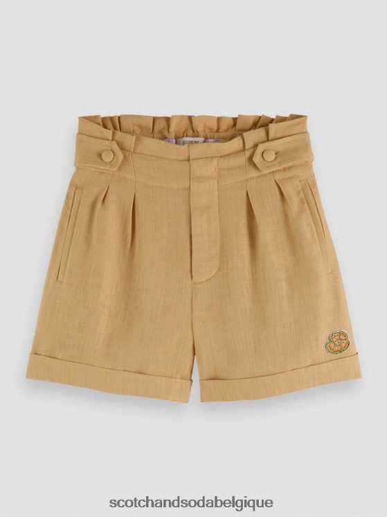 vêtements Scotch & Soda short large taille haute à carreaux- Scotch and Soda Belgique sable 6BZRBF767