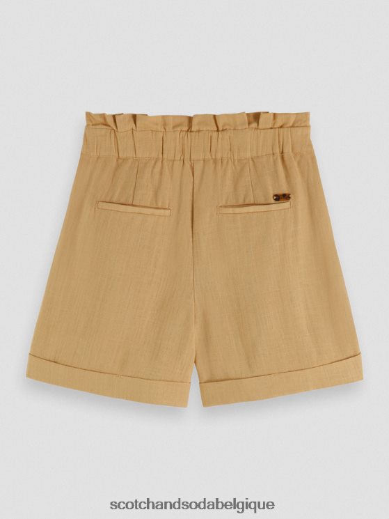 vêtements Scotch & Soda short large taille haute à carreaux- Scotch and Soda Belgique sable 6BZRBF767