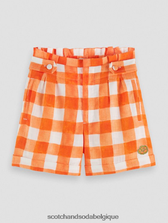 vêtements Scotch & Soda short large taille haute à carreaux- Scotch and Soda Bruxelles chèque bistro papaye 6BZRBF768