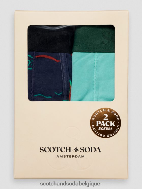 vêtements Scotch & Soda Lot de 2 boxers en coton bio- Scotch and Soda Belgique palmiers de surf 6BZRBF803