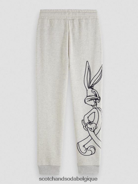 vêtements Scotch & Soda looney tunes - pantalon de jogging brodé- Scotch and Soda Belgique mélange blanc cassé 6BZRBF749