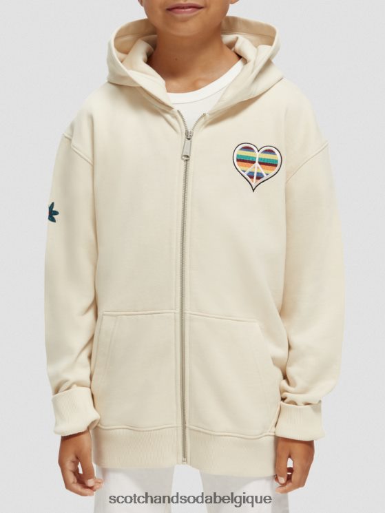 vêtements Scotch & Soda né pour aimer les œuvres d'art à capuche- Scotch and Soda Bruxelles écru 6BZRBF750