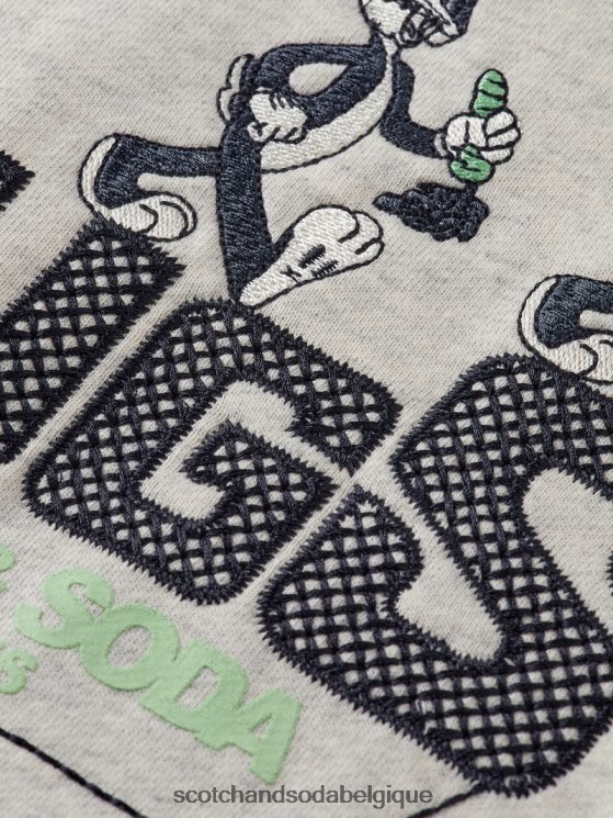 vêtements Scotch & Soda sweat à capuche en coton biologique brodé looney tunes- Scotch and Soda parfum mélange blanc cassé 6BZRBF754