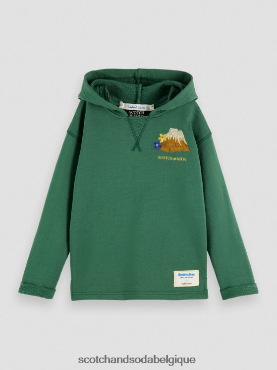vêtements Scotch & Soda sweat à capuche en coton biologique à broderies artistiques- Scotch and Soda shop near me militaire 6BZRBF774