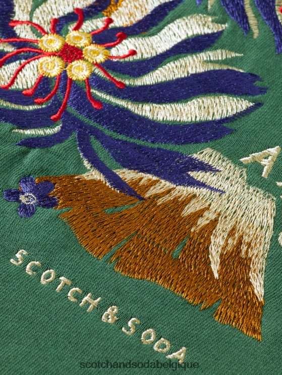 vêtements Scotch & Soda sweat à capuche en coton biologique à broderies artistiques- Scotch and Soda shop near me militaire 6BZRBF774