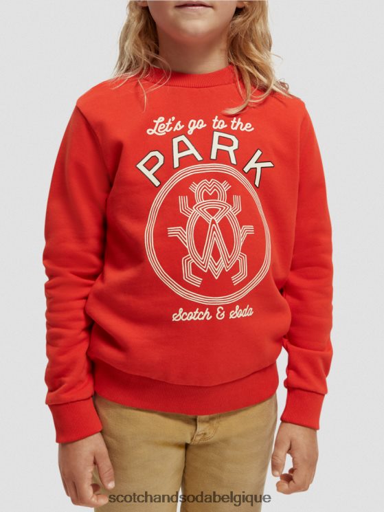vêtements Scotch & Soda sweat-shirt à col rond en coton biologique- Scotch and Soda outlet tomate 6BZRBF775