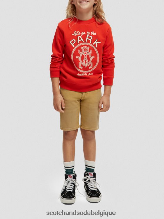 vêtements Scotch & Soda sweat-shirt à col rond en coton biologique- Scotch and Soda outlet tomate 6BZRBF775