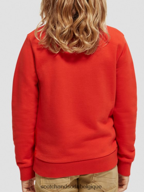 vêtements Scotch & Soda sweat-shirt à col rond en coton biologique- Scotch and Soda outlet tomate 6BZRBF775