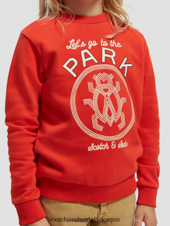 vêtements Scotch & Soda sweat-shirt à col rond en coton biologique- Scotch and Soda outlet tomate 6BZRBF775