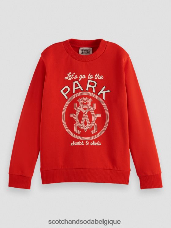vêtements Scotch & Soda sweat-shirt à col rond en coton biologique- Scotch and Soda outlet tomate 6BZRBF775