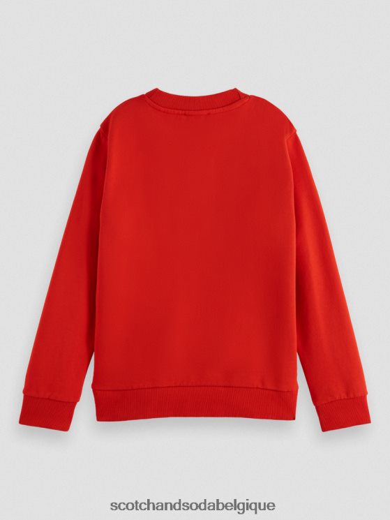 vêtements Scotch & Soda sweat-shirt à col rond en coton biologique- Scotch and Soda outlet tomate 6BZRBF775