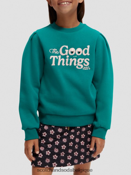 vêtements Scotch & Soda sweat-shirt à manches plissées- Scotch and Soda Namur paon 6BZRBF751