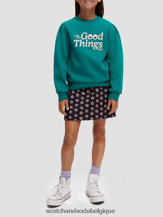 vêtements Scotch & Soda sweat-shirt à manches plissées- Scotch and Soda Namur paon 6BZRBF751