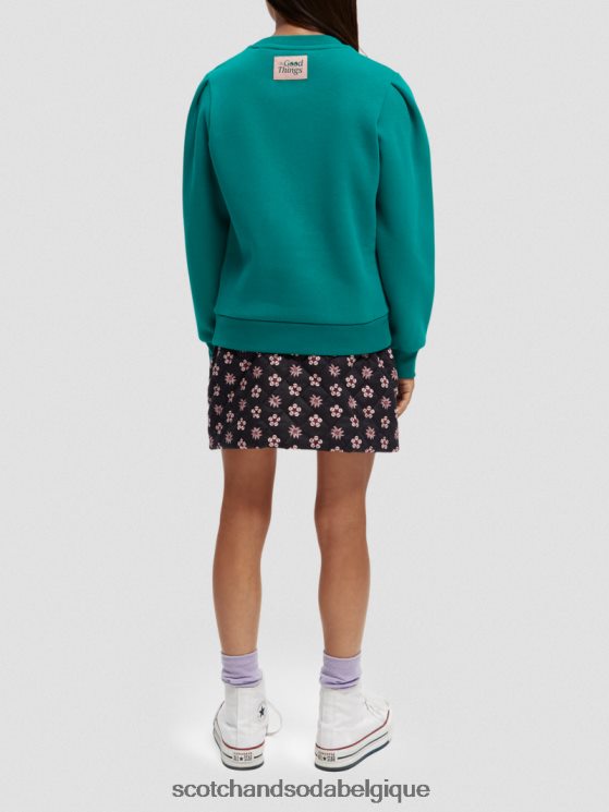 vêtements Scotch & Soda sweat-shirt à manches plissées- Scotch and Soda Namur paon 6BZRBF751