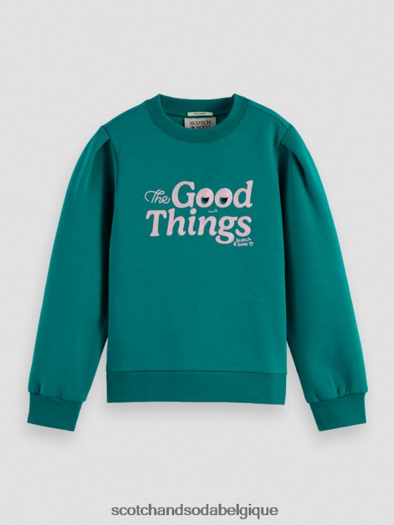 vêtements Scotch & Soda sweat-shirt à manches plissées- Scotch and Soda Namur paon 6BZRBF751
